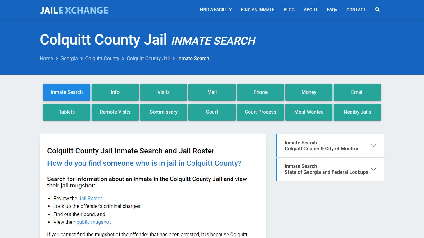 Inmate Search: Roster & Mugshots - Colquitt County Jail, GA