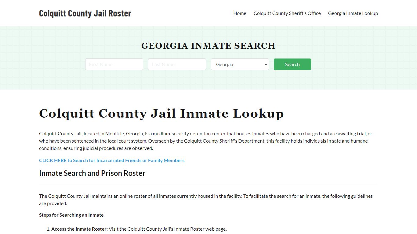 Colquitt County Jail Roster Lookup, GA, Inmate Search