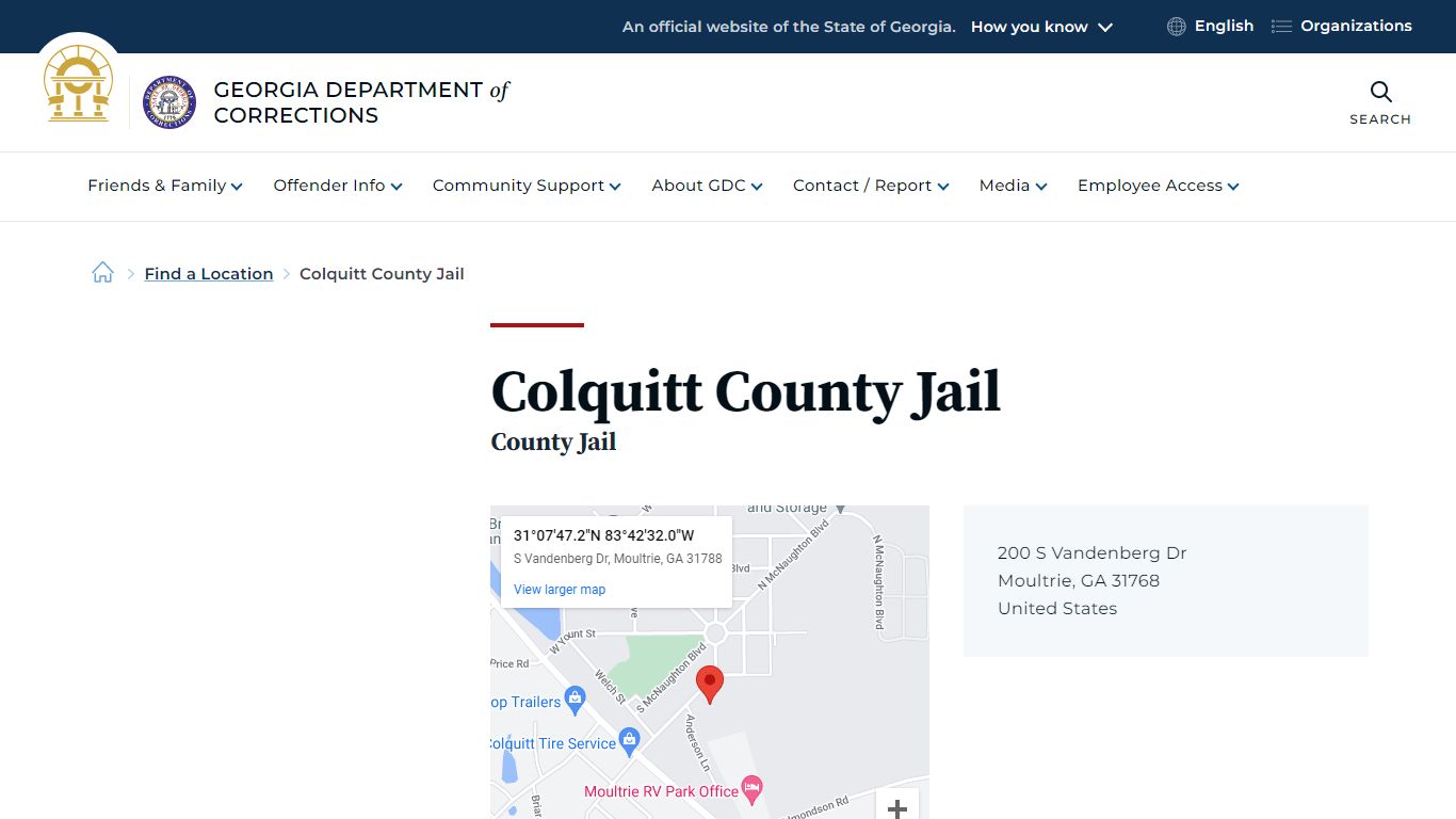 Colquitt County Jail | Georgia Department of Corrections