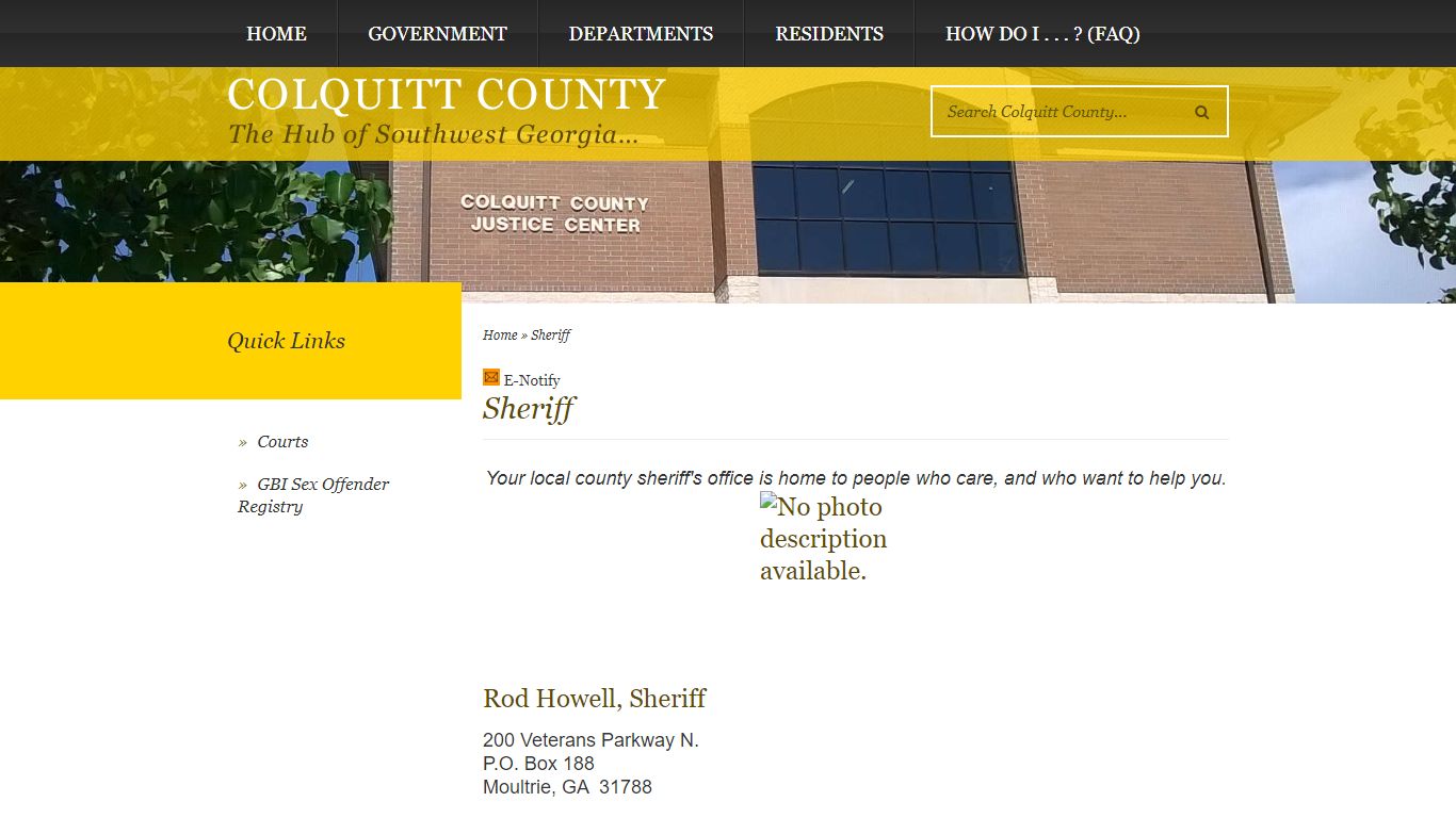 Sheriff - Colquitt County. GA