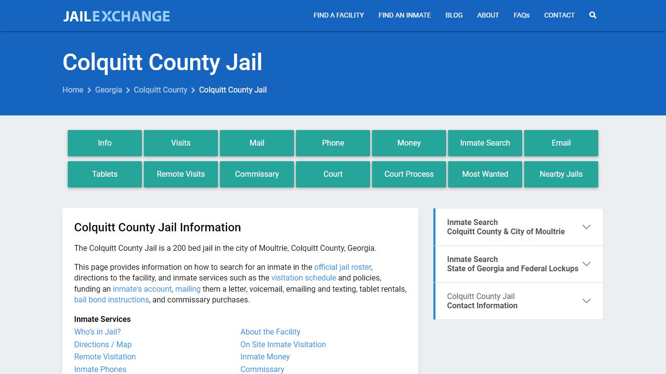 Colquitt County Jail, GA Inmate Search, Information